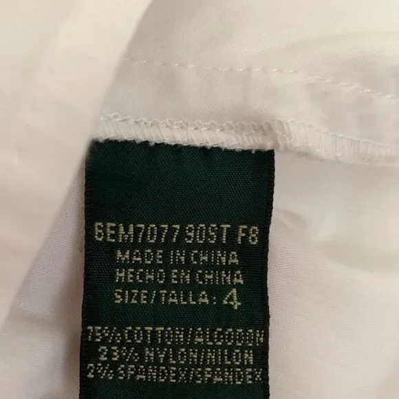 Harve Benard Element White Tortoise Shell Detail Blouse Size 4 - Picture 8 of 8